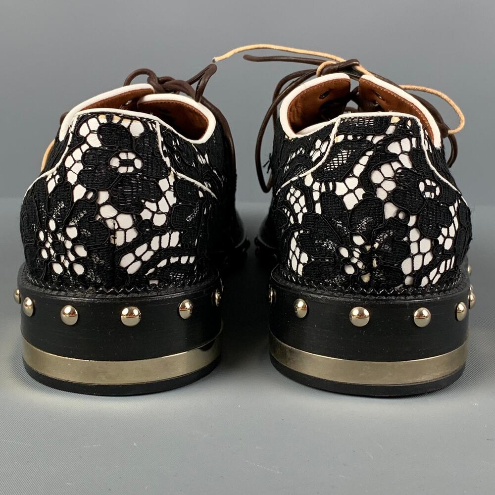 GIVENCHY Size 6.5 Black White Floral Lace Leather Shoes - Picture 5 of 7